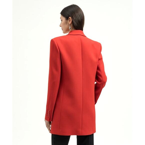 Michael Kors Collection Double Crepe Sablé Boyfriend Blazer in Poppy Red - Picture 5 of 14